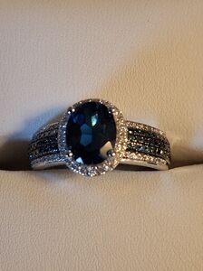 Topaz Sapphire Color Ring, CZ, Size 7